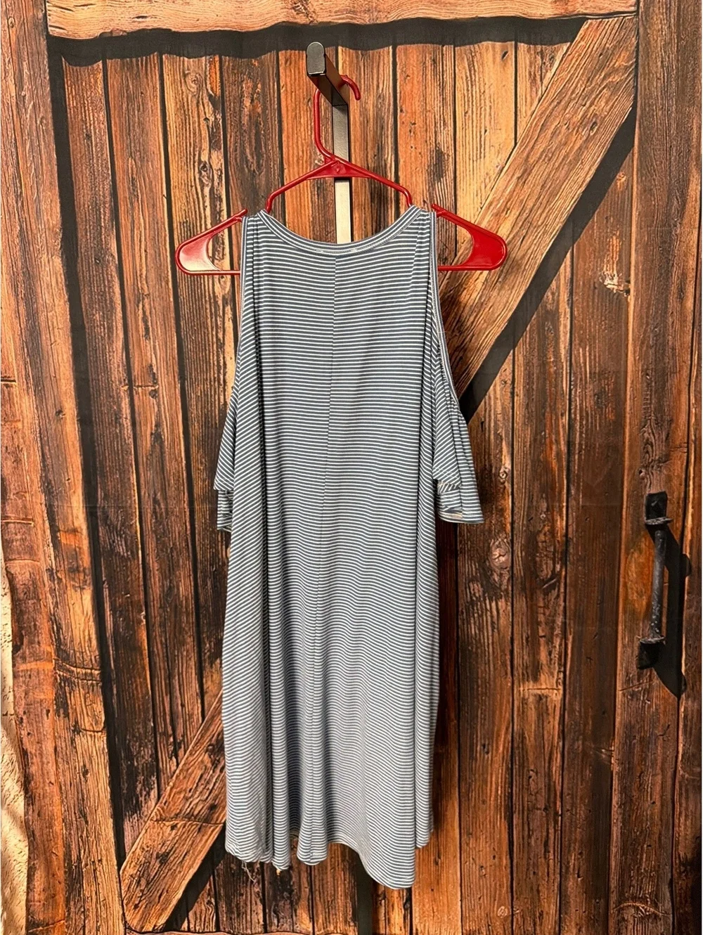 Altard State Blue and White Striped Cold Shoulder Dress Size L